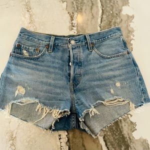 Levi’s Premium Women’s 501 Distressed Denim Jean Shorts